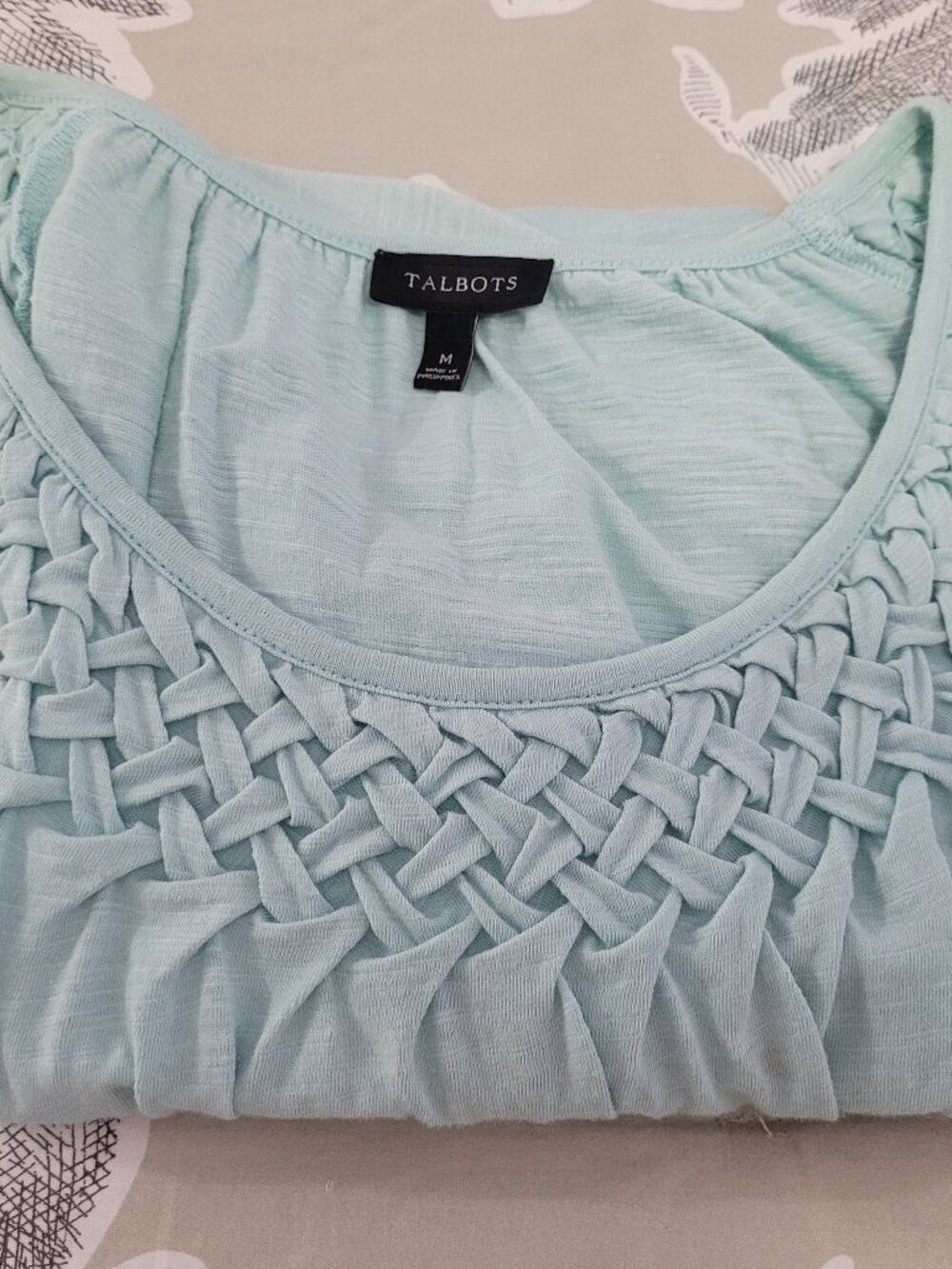 Talbots Aqua Blue Cotton Short Sleeve T Shirt Size Medium (Small) - Picture 3 of 8
